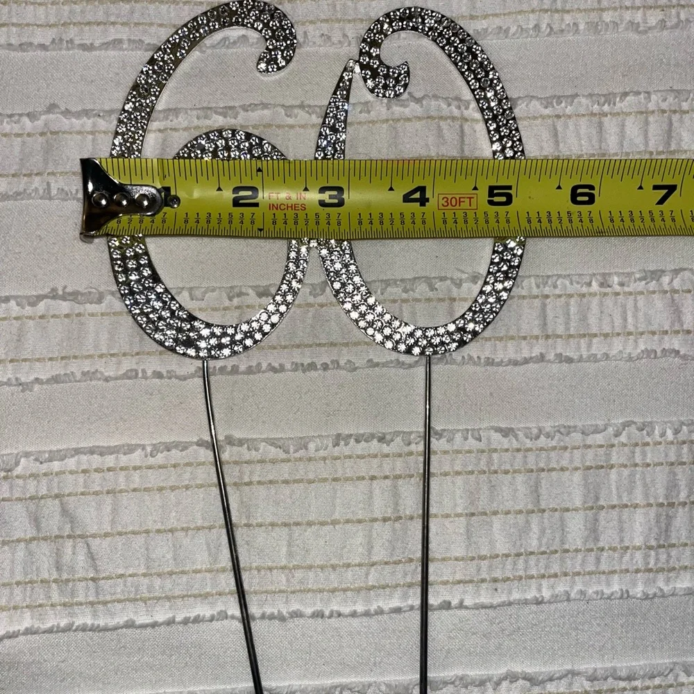 Silver Rhinestone 60 Cake Topper
